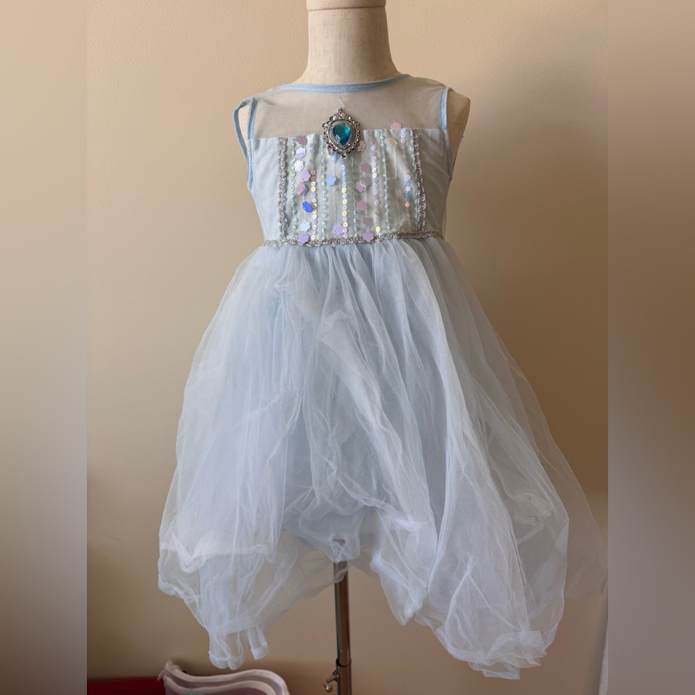 Girls Light Blue Princess Dress | Tulle Fairy Dress | Size 120 (Fits 3T–5T Slim)